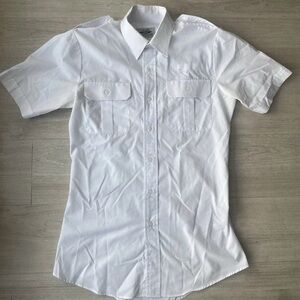 Crew Outfitters White Uniform Shirt Men’s 15S/S Fitted Short Sleeve Pockets